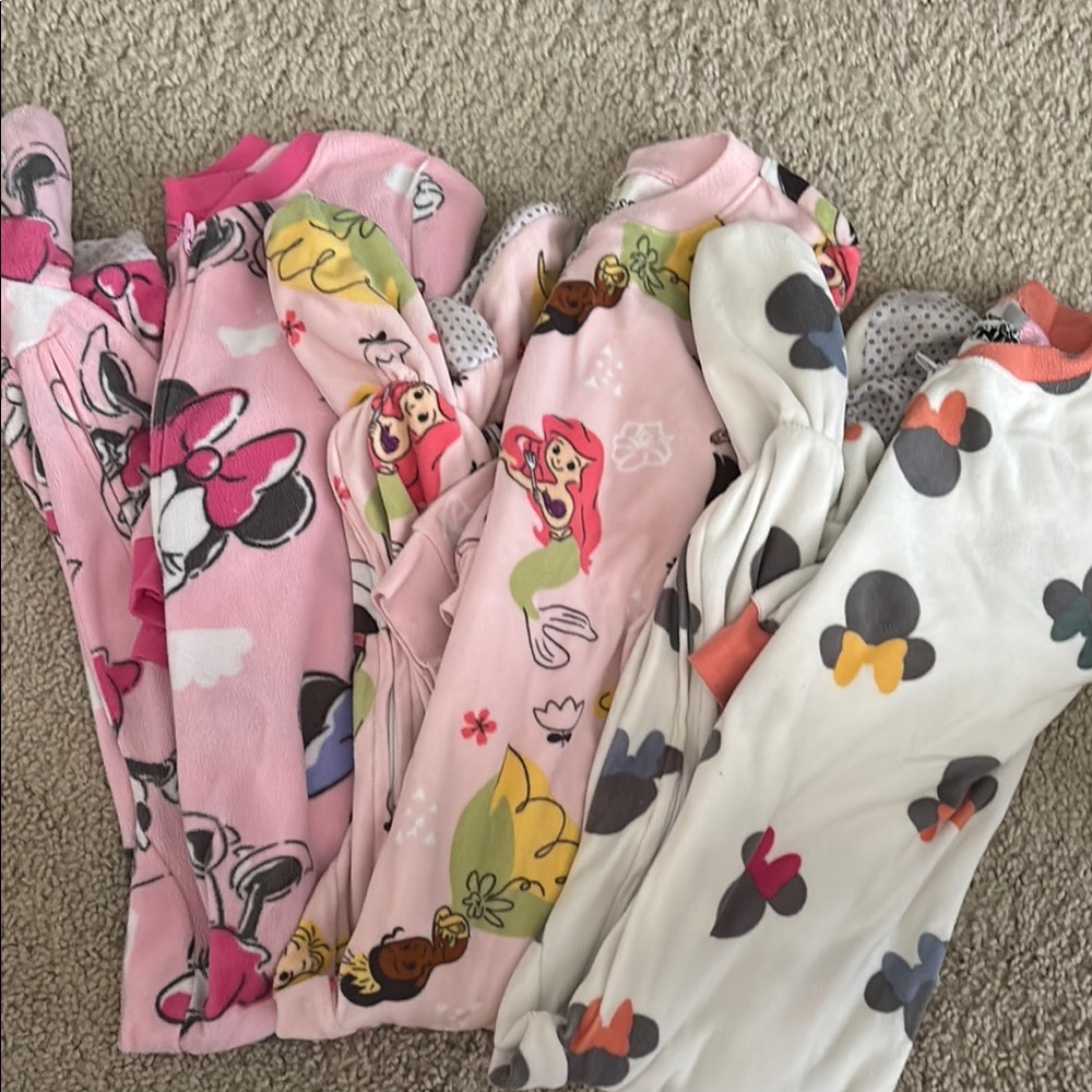Disney Pink and White Pajama Sets with Playful Designs